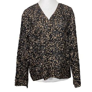 Chico’s Women’s Open Front Silk Cardigan Size XS (Chico’s Size 0) Witchy Dark